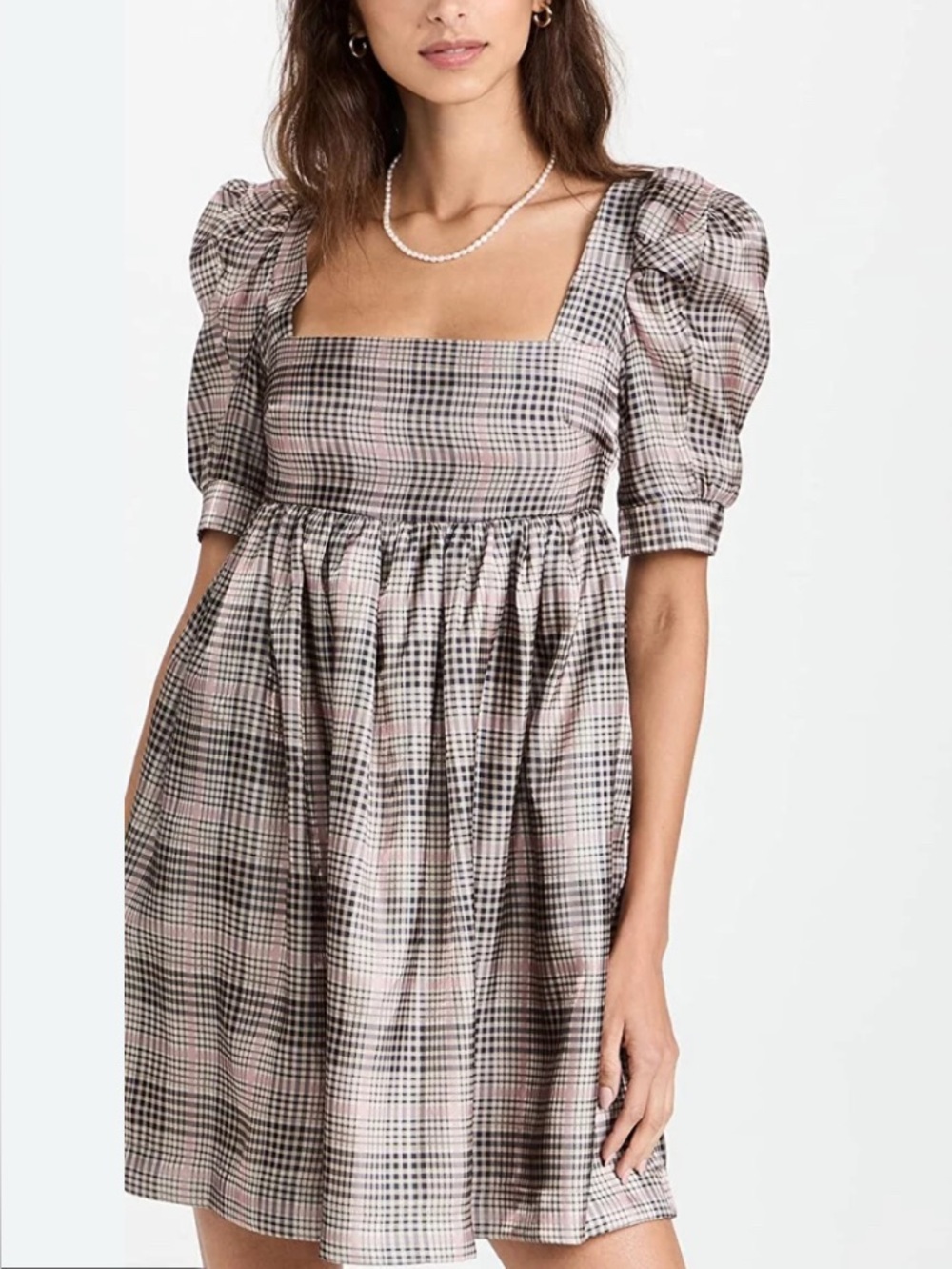 Anthropologie En Saison Plaid Organza Mini Dress Preppy Western Boho Womens S